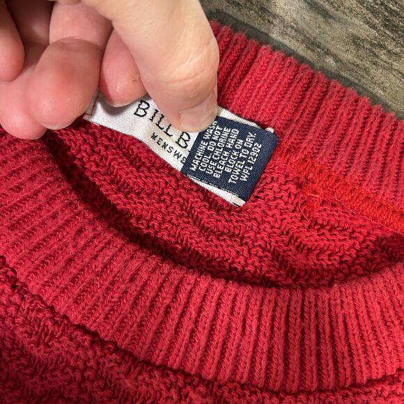 Vintage Bill Blass Mens Sweater XL Chunky Knit Red Classic Grandpa Dad Christmas - Picture 8 of 10